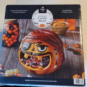 Pirate Jack o lantern Ceramic Candy Bowl By Member's Mark with original Box